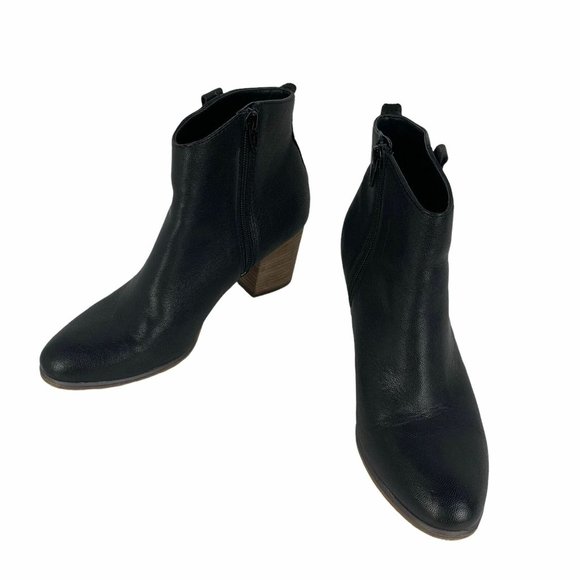 Bass Shoes Bass Shiloh Black Leather Ankle Boots Booties Side Zip